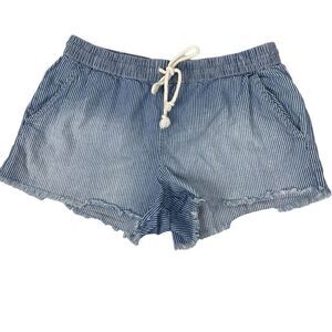 Aerie Women's Medium Striped Frayed Hem Denim Short